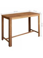 baro stalas lt - Baro stalas VLX Solid Acacia Wood 246665, rudas, 1500 mm x 700 mm x 1050 mm - 4 nuotrauka