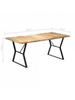 masyvo stalas 1800 - Valgomojo stalas VLX Solid Mango Wood 247945, šviesiai ruda, 1800 mm x 900 mm x 760 mm - 7 nuotrauka