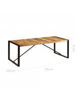 rudas valgomasis stalas - Valgomojo stalas VLX Solid Mango Wood, rudas/juodas, 2200 mm x 1000 mm x 750 mm - 5 nuotrauka