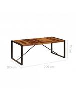 pigu lt valgomojo stalai - Valgomojo stalas VLX Solid Sheesham Wood, rudas, 2000 mm x 1000 mm x 750 mm - 5 nuotrauka