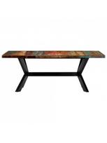 rudas valgomasis stalas - Valgomojo stalas VLX Solid Reclaimed Wood, rudas, 2000 mm x 1000 mm x 750 mm - 2 nuotrauka