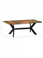rudas valgomasis stalas - Valgomojo stalas VLX Solid Reclaimed Wood, rudas, 2000 mm x 1000 mm x 750 mm - 4 nuotrauka