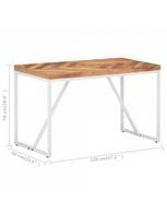 rudas valgomasis stalas - Valgomojo stalas VLX Solid Acacia and Mango Wood 323545, rudas/baltas, 1200 mm x 600 mm x 760 mm - 6 nuotrauka