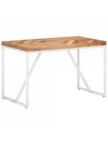 rudas valgomasis stalas - Valgomojo stalas VLX Solid Acacia and Mango Wood 323545, rudas/baltas, 1200 mm x 600 mm x 760 mm - 7 nuotrauka