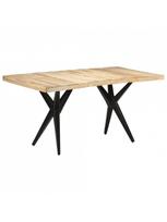 Valgomojo stalas VLX Rough Mango Wood 323566, juodas/šviesiai ruda, 1600 mm x 800 mm x 760 mm
