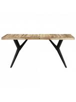 rudas valgomasis stalas - Valgomojo stalas VLX Rough Mango Wood 323566, juodas/šviesiai ruda, 1600 mm x 800 mm x 760 mm - 4 nuotrauka