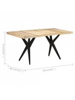 rudas valgomasis stalas - Valgomojo stalas VLX Rough Mango Wood 323566, juodas/šviesiai ruda, 1600 mm x 800 mm x 760 mm - 6 nuotrauka