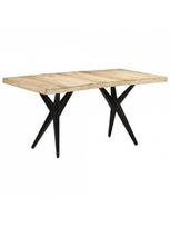 rudas valgomasis stalas - Valgomojo stalas VLX Rough Mango Wood 323566, juodas/šviesiai ruda, 1600 mm x 800 mm x 760 mm - 8 nuotrauka