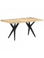 rudas valgomasis stalas - Valgomojo stalas VLX Rough Mango Wood 323566, juodas/šviesiai ruda, 1600 mm x 800 mm x 760 mm - 9 nuotrauka