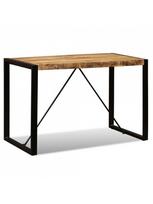 600 x 1200 - Valgomojo stalas VLX Solid Rough Mango Wood 243996, rudas/juodas, 1200 mm x 600 mm x 760 mm - 2 nuotrauka