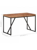 rudas valgomasis stalas - Valgomojo stalas VLX Solid Acacia & Mango Wood, rudas/juodas, 1200 mm x 600 mm x 750 mm - 6 nuotrauka