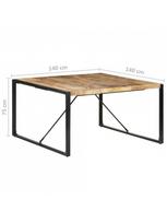 rudas valgomasis stalas - Valgomojo stalas VLX Rough Mango Wood 321572, rudas/juodas, 1400 mm x 1400 mm x 750 mm - 6 nuotrauka