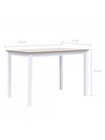 balu wood - Valgomojo stalas VLX Solid Rubber Wood 247363, rudas/baltas, 1140 mm x 710 mm x 750 mm - 6 nuotrauka