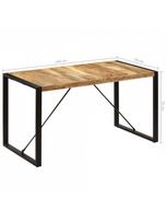 mediena 70 mm - Valgomojo stalas VLX Solid Mango Wood 247420, rudas/juodas, 1400 mm x 700 mm x 750 mm - 8 nuotrauka