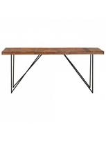 masyvo stalas 1800 - Valgomojo stalas VLX Solid Acacia Wood 282881, rudas/juodas, 1800 mm x 900 mm x 760 mm - 2 nuotrauka