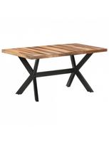 rudas valgomasis stalas - Valgomojo stalas VLX Solid Wood 321547, rudas/juodas, 1600 mm x 800 mm x 750 mm - 1 nuotrauka