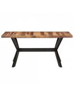 rudas valgomasis stalas - Valgomojo stalas VLX Solid Wood 321547, rudas/juodas, 1600 mm x 800 mm x 750 mm - 2 nuotrauka