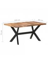 rudas valgomasis stalas - Valgomojo stalas VLX Solid Wood 321547, rudas/juodas, 1600 mm x 800 mm x 750 mm - 6 nuotrauka