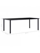 grudinto stiklo stalas - Valgomojo stalas VLX Dining Table 281856, juodas, 2000 mm x 1000 mm x 750 mm - 5 nuotrauka