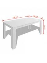 staliukas deze - Valgomojo stalas VLX Chipboard 243056, baltas, 1400 mm x 800 mm x 750 mm - 4 nuotrauka