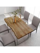 Valgomojo stalas VLX Dining Table, rudas/sidabro, 1600 mm x 800 mm x 760 mm