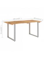 rudas valgomasis stalas - Valgomojo stalas VLX Dining Table, rudas/sidabro, 1600 mm x 800 mm x 760 mm - 7 nuotrauka