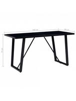 grudinto stiklo stalas - Valgomojo stalas VLX Tempered Glass 281557, juodas, 1600 mm x 800 mm x 750 mm - 3 nuotrauka