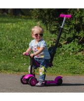 triratis paspirtukas vaikams - Vaikiškas triratis paspirtukas vaikams nuo1-3m. (iki 50kg) Worker Jaunsee Pink - 6 nuotrauka