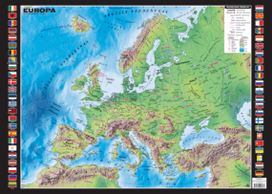 Europos gamtinis ir politinis žemėlapis 59 x 42 cm, laminuotas