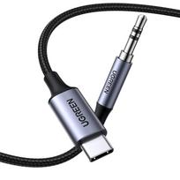 usb c to jack 3.5 - USB-C cable UGREEN CM450 to 3.5mm AUX mini jack, 1m (black) - 4 nuotrauka