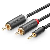 3.5 mm jack - UGREEN AV102 2x RCA cable (Cinch) jack 3.5 mm 5m (black) - 1 nuotrauka