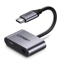 3.5 mm jack - UGREEN USB-C to USB-C Adapter + jack 3.5mm (gray) - 1 nuotrauka