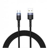 type c to type c laidas 2m - Tellur Data cable, USB to Type-C, LED, Nylon Braided, 1.2m black - 1 nuotrauka