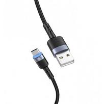type c to type c laidas 2m - Tellur Data cable, USB to Type-C, LED, Nylon Braided, 1.2m black - 2 nuotrauka