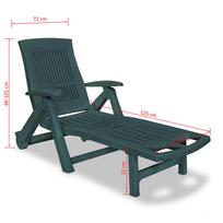 Saulės gultas su atrama kojoms, plastikas, žalias