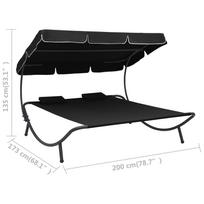 Gultas VLX Outdoor Lounge Bed With Canopy 313521, juodas