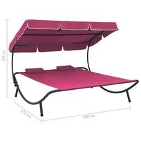 Gultas VLX Outdoor Lounge Bed With Canopy 313524, rožinis
