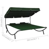 Gultas VLX Outdoor Lounge Bed With Canopy 313522, žalias