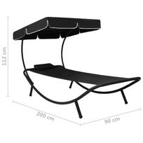 Gultas VLX Outdoor Lounge Bed With Canopy 313533, juodas
