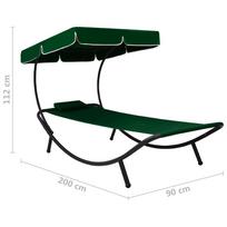 Gultas VLX Outdoor Lounge Bed With Canopy 313534, žalias