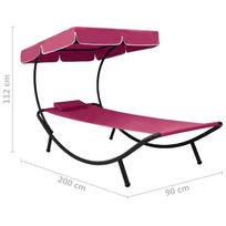 Gultas VLX Outdoor Lounge Bed With Canopy 313536, rožinis