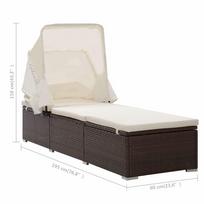 Gultas VLX Sun Lounger w/ Canopy 46247, kreminės spalvos