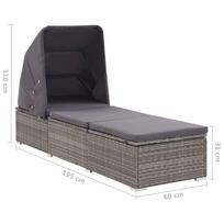 Gultas VLX Sun Lounger w/ Canopy 46248, pilkas