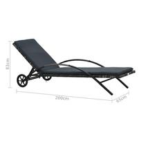 Gultas VLX Sun Lounger w/ Cushion 47746, juodas