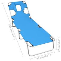 Gultas VLX Folding Sun Lounger w/ Head Cushion 310332, mėlynas
