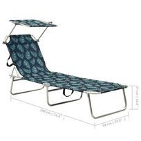 Gultas VLX Folding Sun Lounger w/ Canopy 310328, mėlynas/žalias