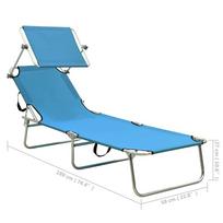 Gultas VLX Folding Sun Lounger w/ Canopy 310326, šviesiai mėlynas