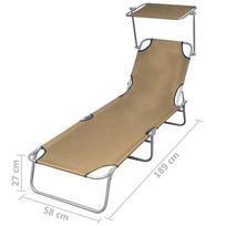 Gultas VLX Folding Sun Lounger w/ Canopy 44292, rudas