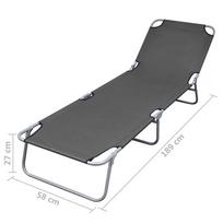 Gultas VLX Folding Sun Lounger 44293, pilkas