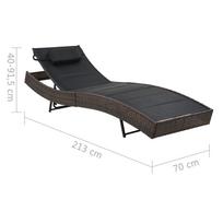 Gultas VLX Sun 44716, rudas/juodas, 213 cm x 70 cm x 40 - 91.5 cm